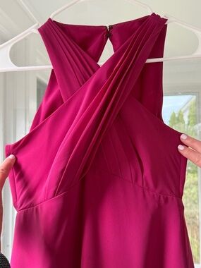 After Six Fuchsia One-Shoulder Cross-Back Dress